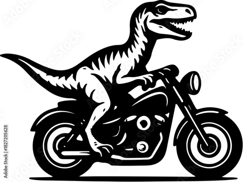 Black Dinosaur Riding Motorcycle