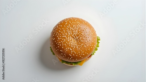Premium Burger Photo for Advertising. Gourmet Burger Studio Shot. Juicy Layered Cheeseburger Close Up. Clean Background Burger Photography. Classic Beef Burger for Menu and Promo
