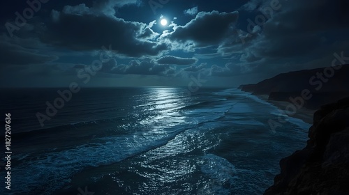 Fototapeta Naklejka Na Ścianę i Meble -  moon over the sea