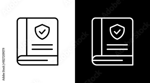 Policy Book Outline White Icon Set Design