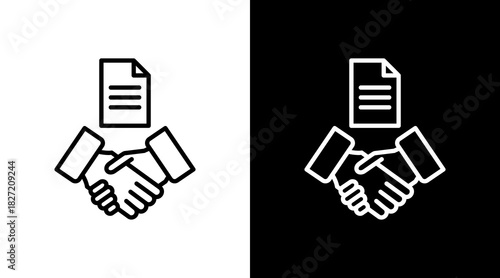 Fair Contract Outline White Icon Set Design