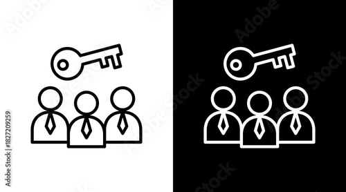 Governance Key Outline White Icon Set Design