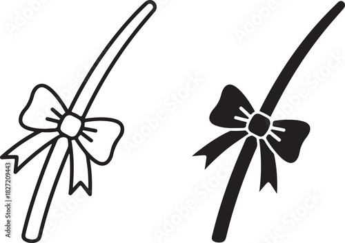 Gift ribbon with elegant bow icon design, perfect for presents, celebrations, holidays, and festive occasions, versatile vector illustration isolated on white background, Vector