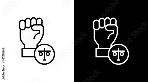 Rights Outline White Icon Set Design