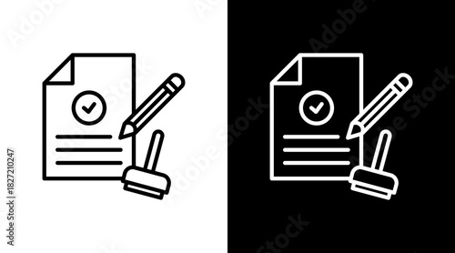 Contract Outline White Icon Set Design