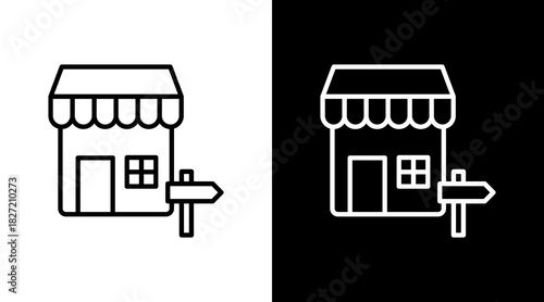 Outlet Outline White Icon Set Design