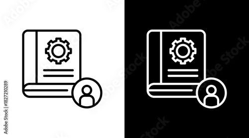 Training Book Outline White Icon Set Design