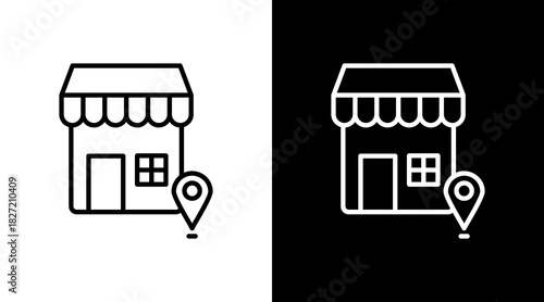 Storefront Outline White Icon Set Design