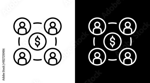 Market Reach Outline White Icon Set Design
