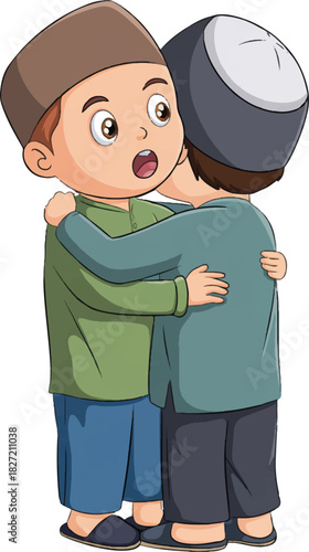 two boy embrace 