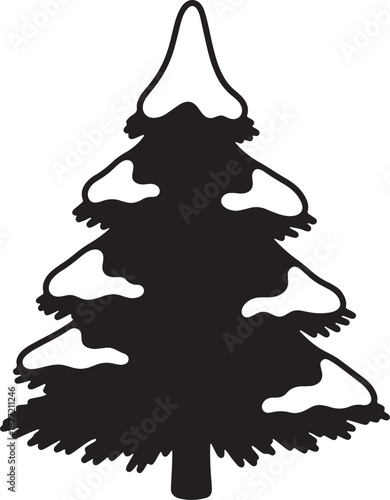 Simple silhouette of winter tree covered with snow vector illustration