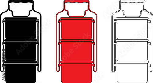 side view Tiffin carriers icon set