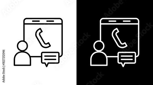 Call Center Outline White Icon Set Design