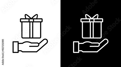 Reward Box Outline White Icon Set Design