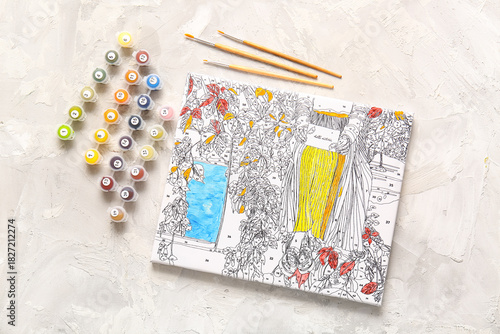 Paints, brushes and unfinis...
