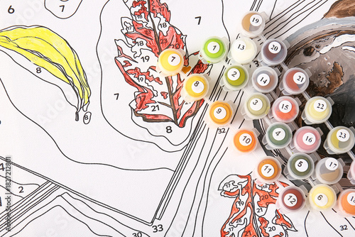 Paints on unfinished canvas...