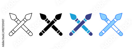 Paint Brush icon set multiple style collection