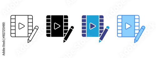 Video Edition icon set multiple style collection