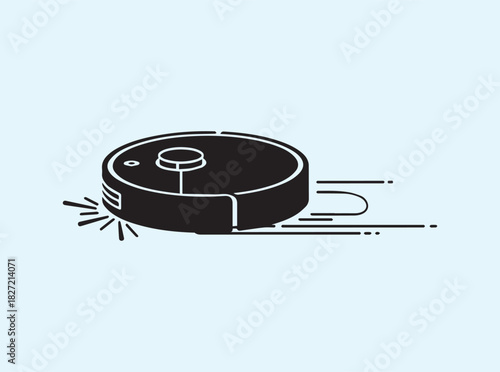 Dynamic Silhouette of Round Robot Vacuum with Motion Lines
