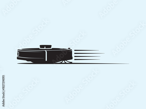 Home Tech Robot Vacuum Silhouette Leaving Clean Path Behind
