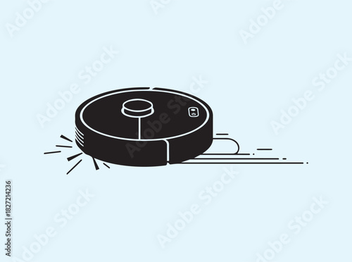 Minimal Vector Silhouette of Circular Robot Vacuum in Motion
