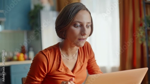 Happy winner reacting emotionally looking laptop screen at home closeup. 