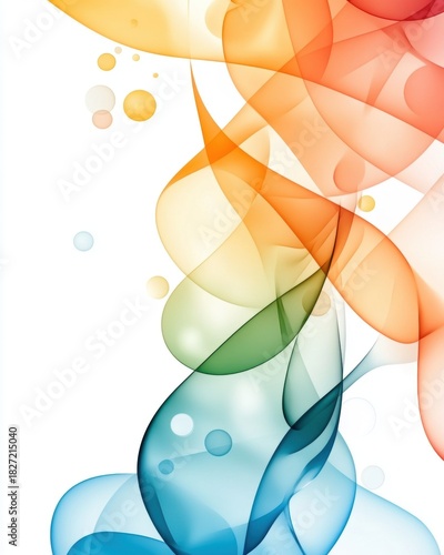 Colorful Abstract Waves and Soft Swirls on White Background