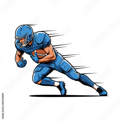 Football Player Running with the Ball Vector Illustration - Sports Action Icon
