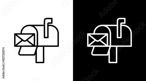 Mailbox With Icon Set Design