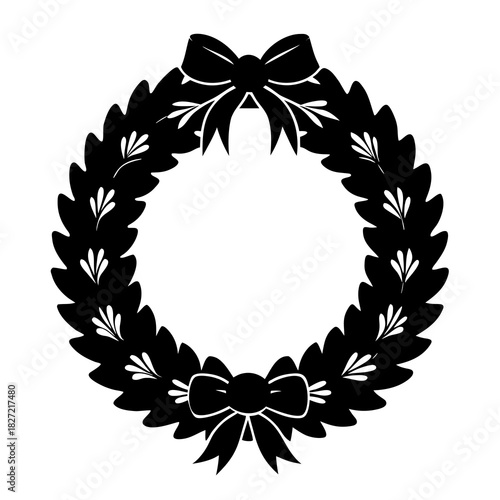 Downloadable wreath vector with bow design for christmas and holiday projects free eps and svg file 100 char silhouette