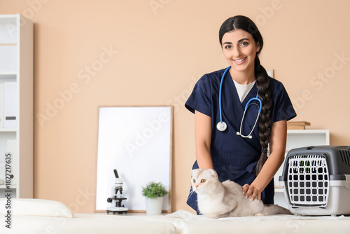 Young female veterinarian w...
