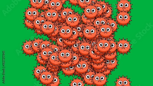 The orange virus animation multiplies rapidly.