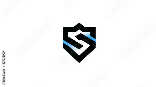 Modern abstract shield logo design with stylized letter S. Concept for security, protection, strong brand identity.