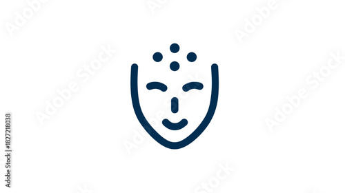 Abstract Minimalist Face Icon with Closed Eyes and Dots, Representing Mindfulness, Meditation, and Serenity