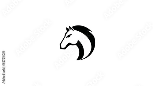 Stylized Black and White Horse Head Illustration. Minimalist Vector Art depicting Strength, Speed, and Elegance.