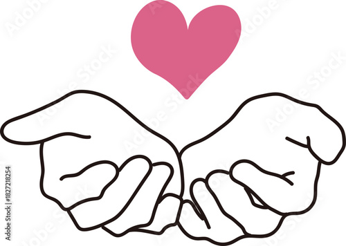 手のひらとハートの真心のイメージイラスト素材