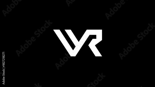Abstract VR letter logo on black background, modern virtual reality icon, digital technology symbol, minimalist design concept.