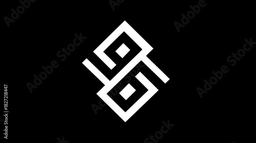 Abstract geometric design with intertwined white lines on a black background. Modern minimalist graphic art, elegant and conceptual pattern.