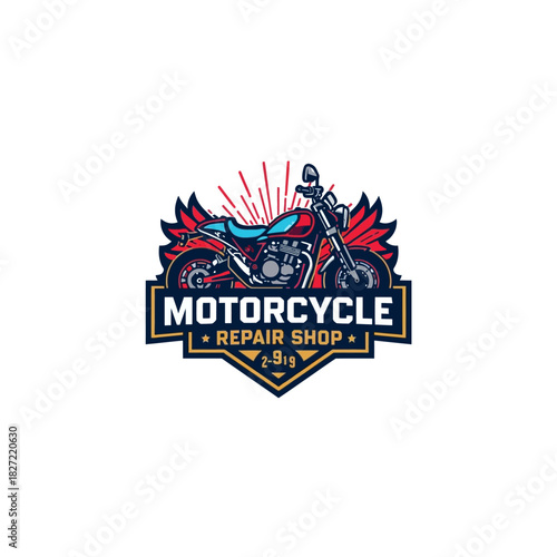 Motorcycle Repair Shop Logo Very Cool