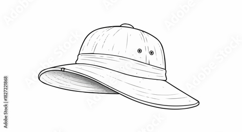 Wide-brimmed hat illustration on white background