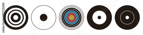 弓道とアーチェリーの的セット｜競技用標的イラスト素材