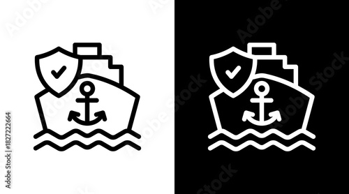 Marine Insurance With Icon Set Design