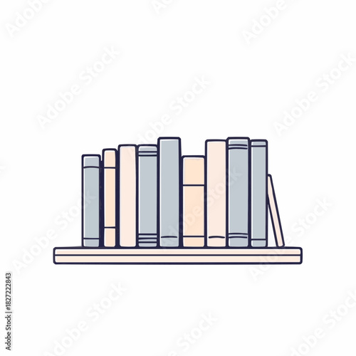 Stack of books illustration on bookshelf on white background