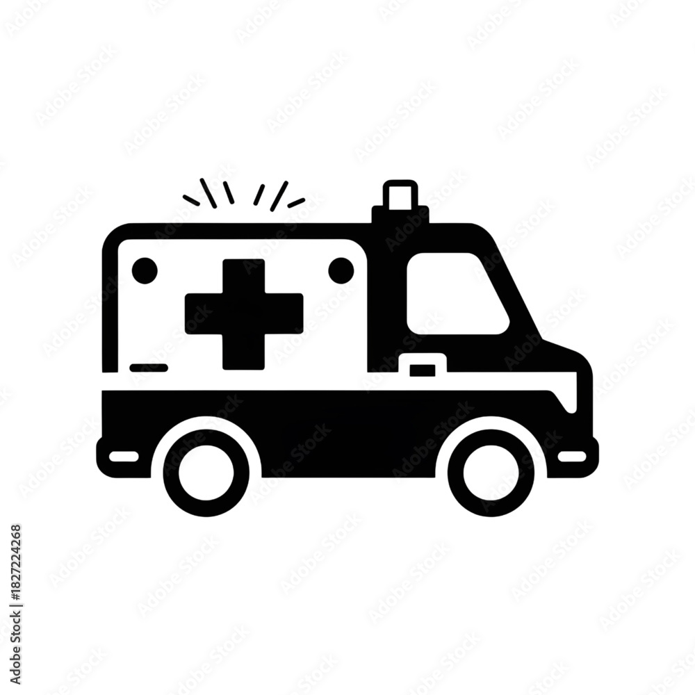 Fototapeta premium Ambulance Icon – Emergency Medical Vehicle Silhouette Illustration