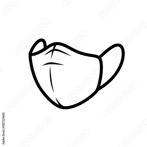 Face Mask Icon – Minimal Line Art Protective Medical Mask Illustration