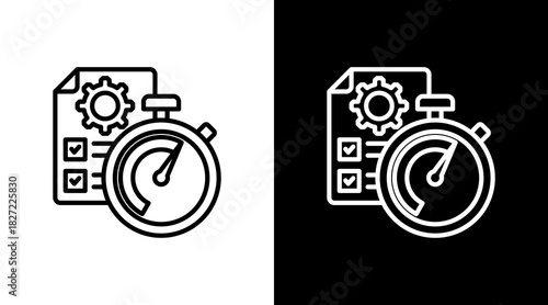 Stopwatch With Icon Set Design