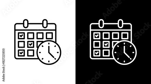 Calendar With Icon Set Design