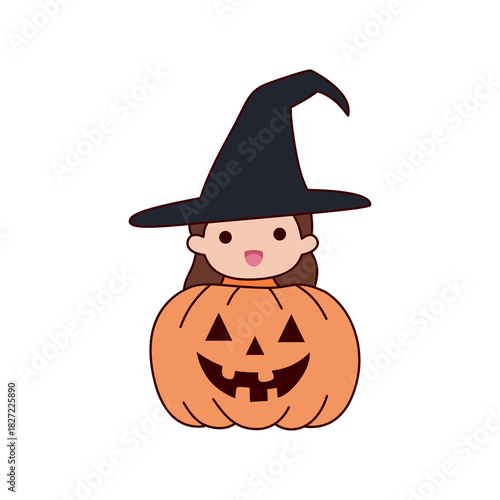 witch in pumpkin costume halloween cartoon clip art preview