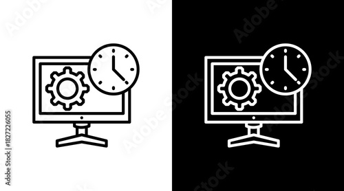 Working Time With Icon Set Design