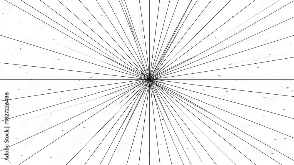 Obraz premium Geometric linear explosion radiating from a central point, minimalist artwork
